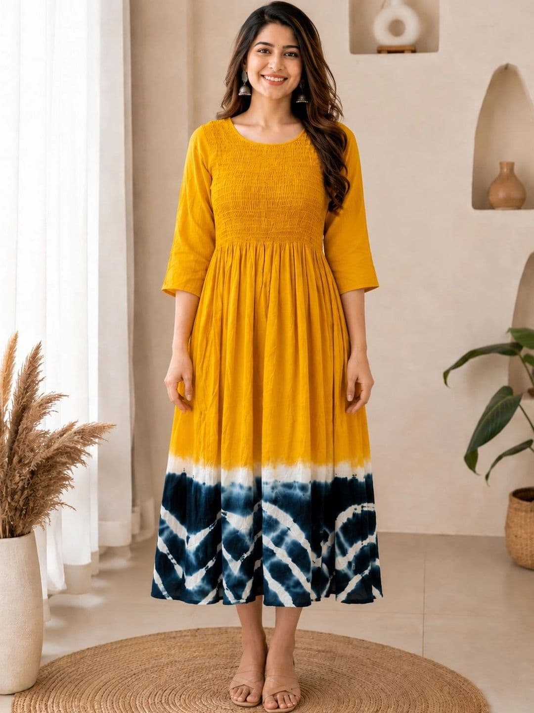 KASIBAA Tie and Dye Dyed A-Line Midi Dress - view 1