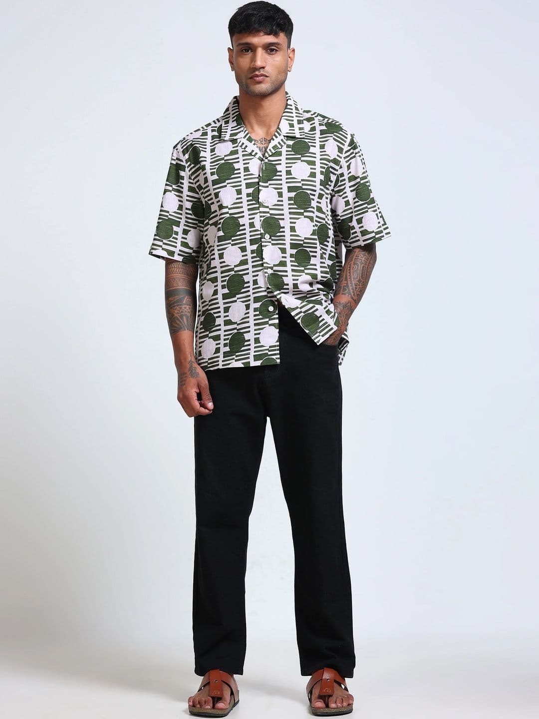 StitchX Men Cotton Half Sleeve Breezy Abstract Printed Boxy Fit Shirt thumbnail 6