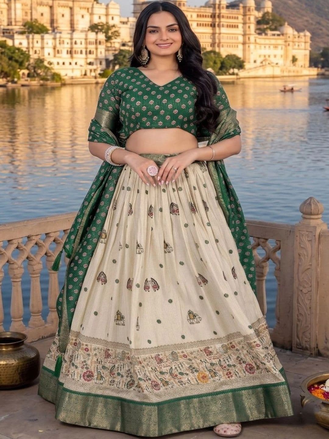 Anouk Semi-Stitched Lehenga & Unstitched Blouse With Dupatta thumbnail 4