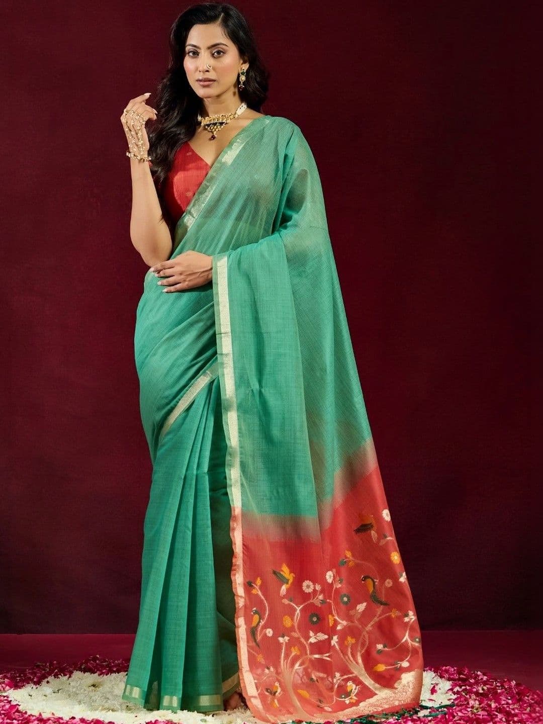 kasee Ethnic Motifs Embroidered Pure Cotton Designer Saree - view 1