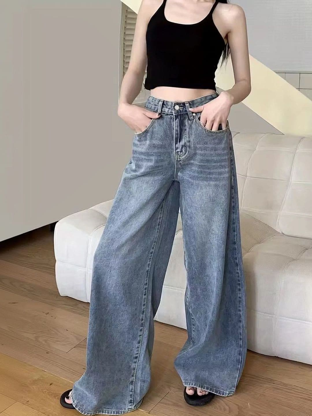AAV2 Women Wide Leg High-Rise Light Fade Stretchable Jeans - view 1