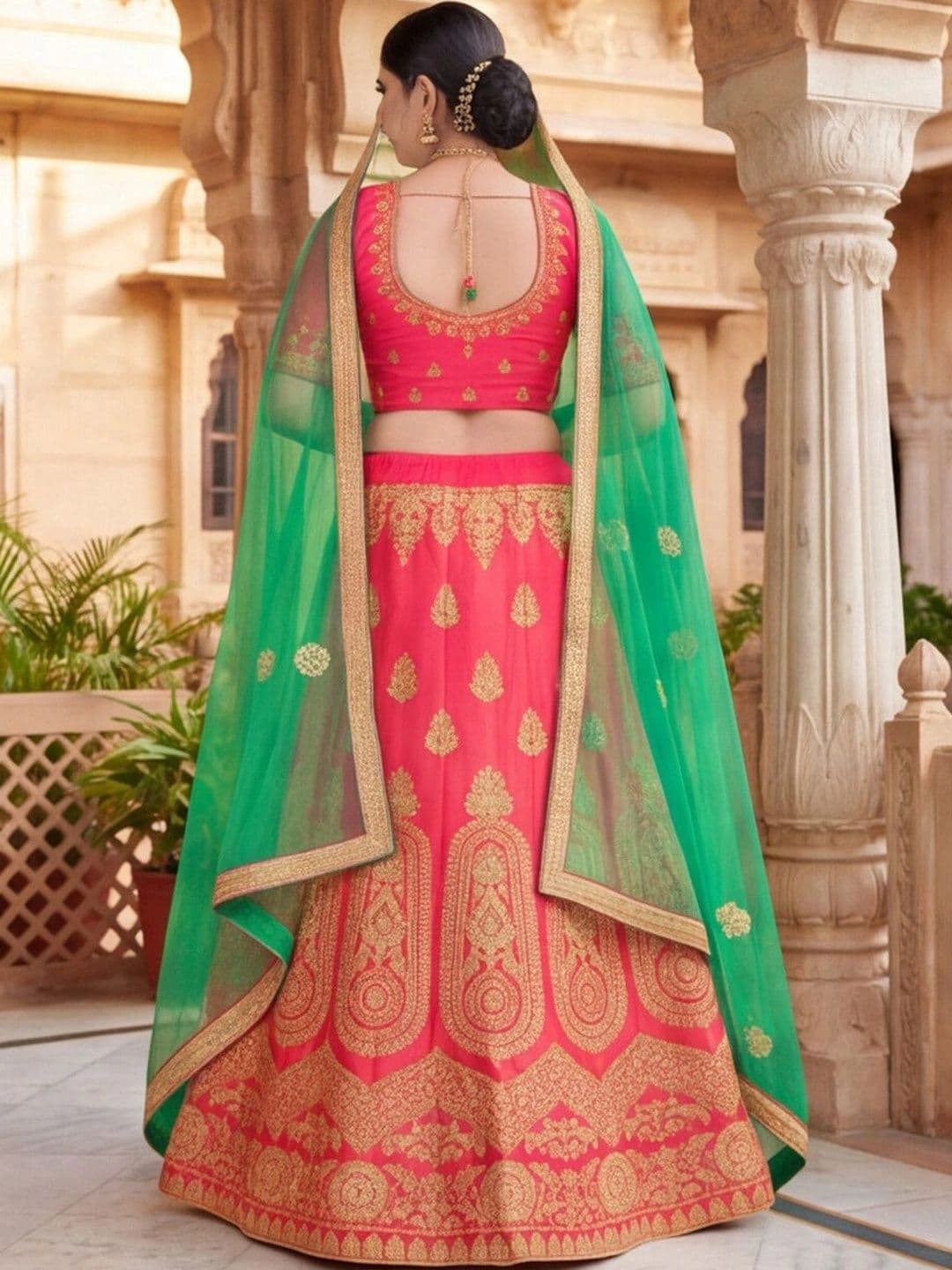 Mitera Embroidered Thread Work Semi-Stitched Lehenga & Unstitched Blouse With Dupatta thumbnail 3