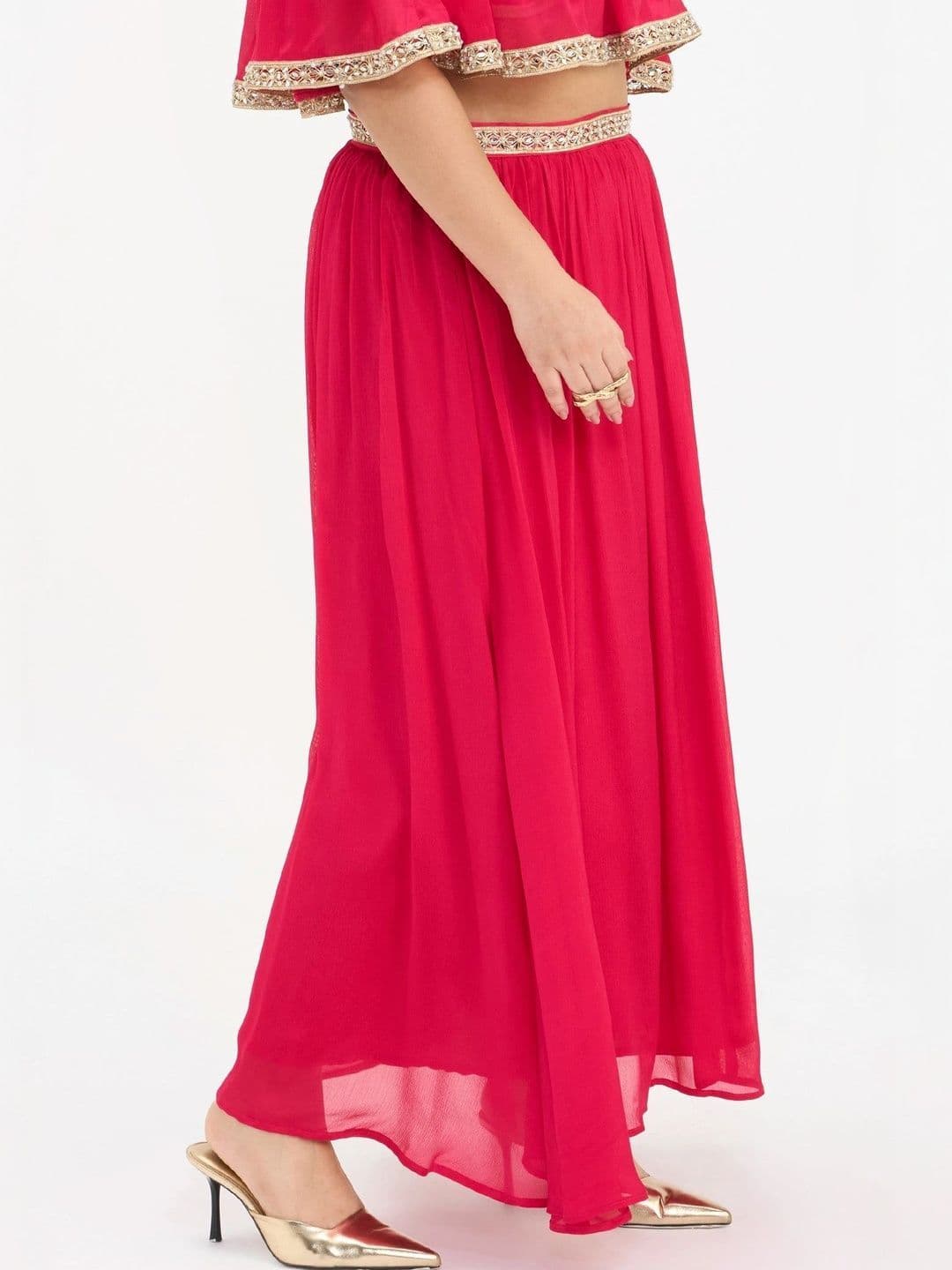 Virgio Women Solid Viscose Flared Lace Plus Size Maxi Skirt thumbnail 6