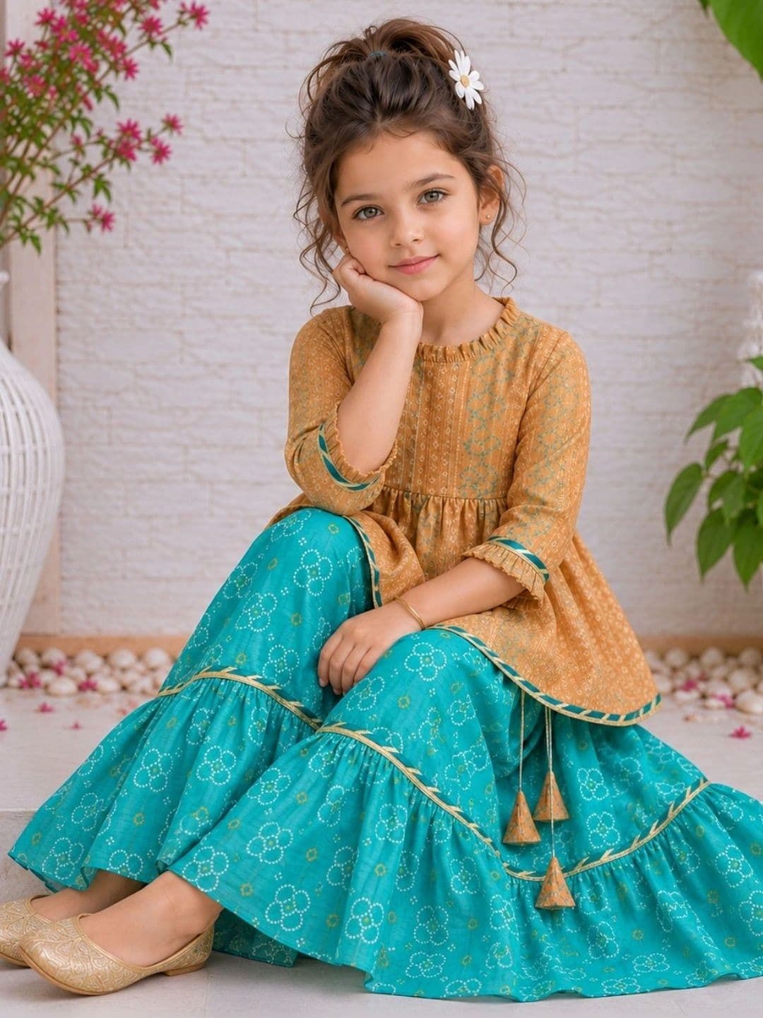 HERE&NOW Girls Printed Ready to Wear Lehenga thumbnail 5