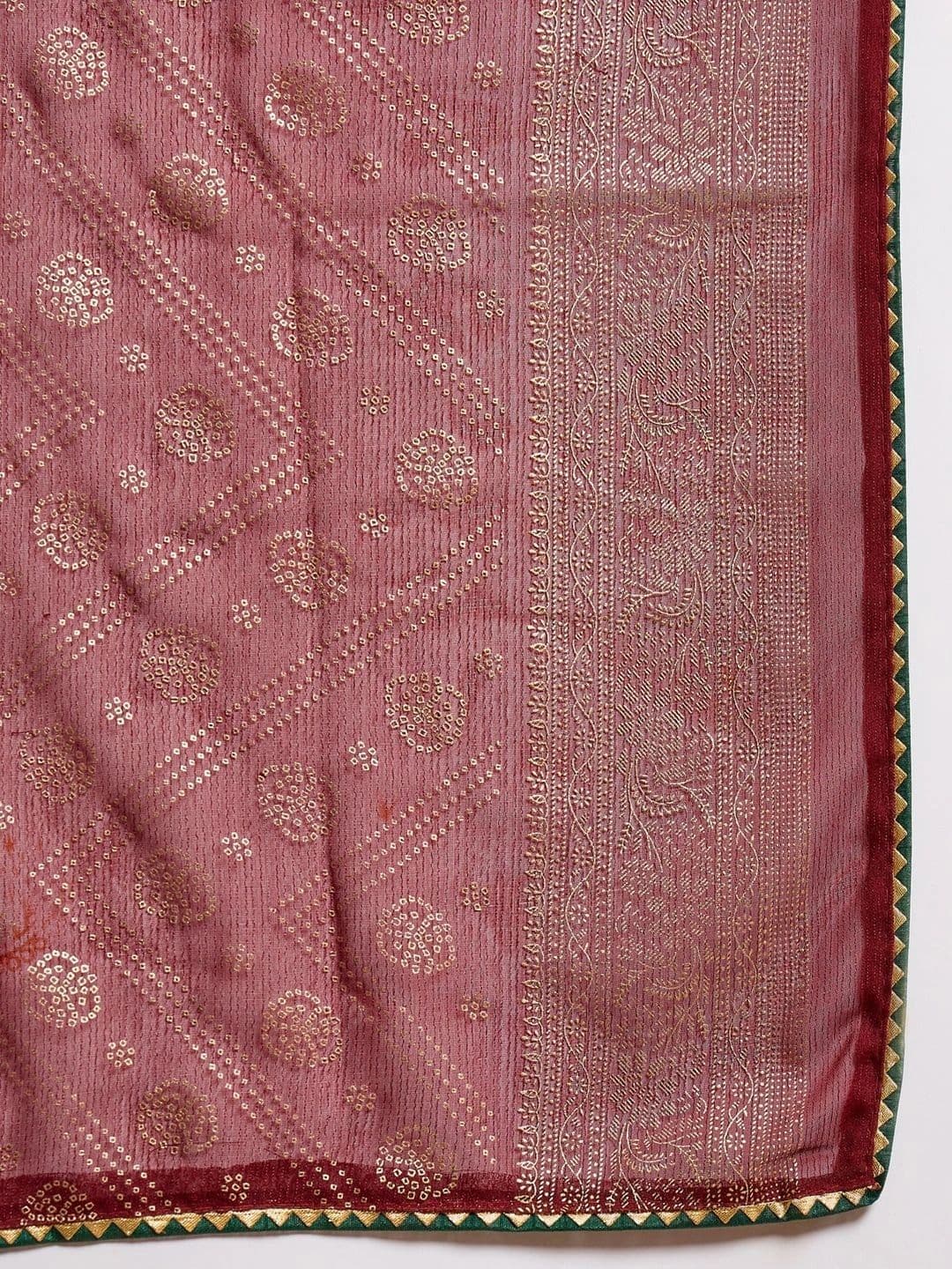 Sangria Embellished Gotta Patti Poly Chiffon Designer Bandhani Saree thumbnail 3
