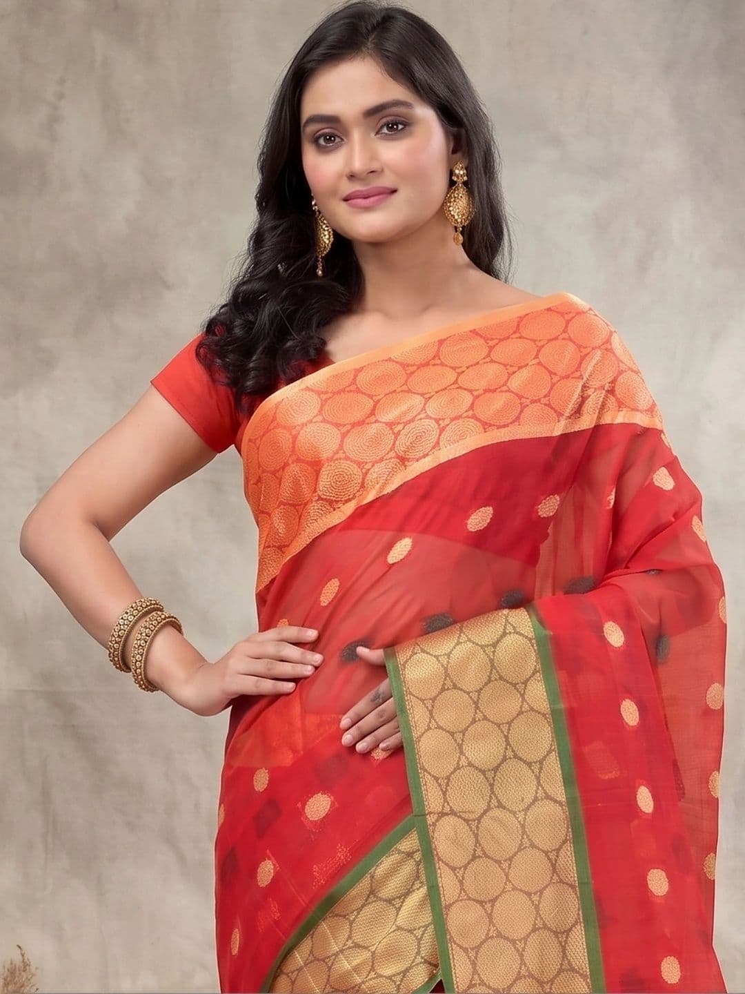 GitAsit Woven Design Zari Pure Cotton Handloom Taant Saree thumbnail 2
