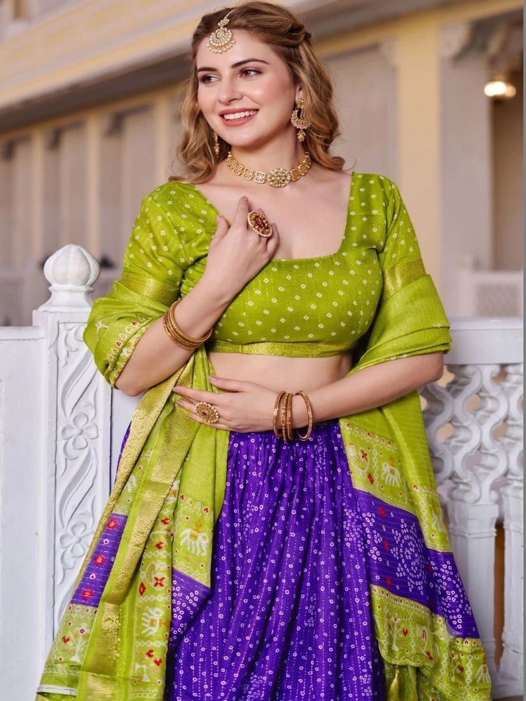 Anouk Printed Semi-Stitched Lehenga & Unstitched Blouse With Dupatta thumbnail 6