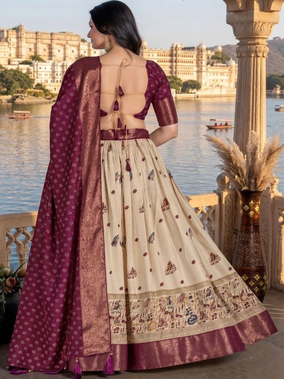 Anouk Printed Semi-Stitched Lehenga & Unstitched Blouse With Dupatta thumbnail 3