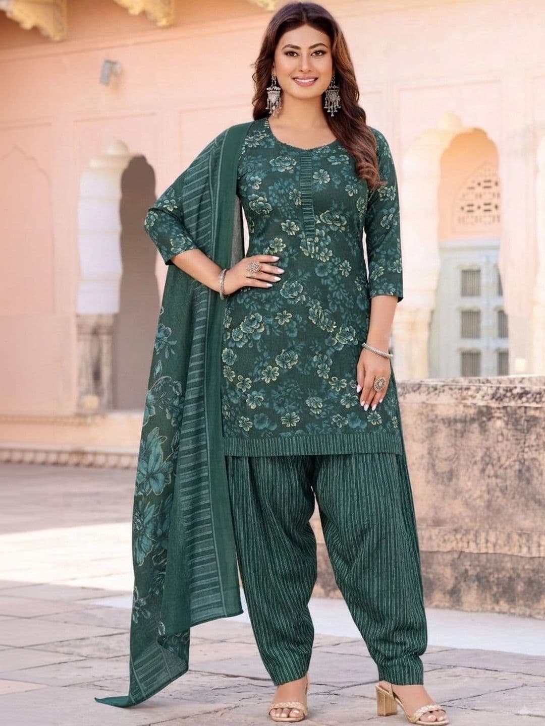 shree jeenmata collection Printed Pure Cotton Unstitched Dress Material thumbnail 2