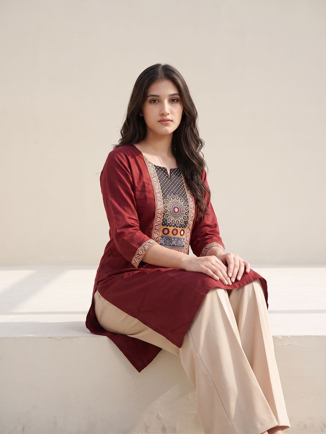 Pehroam Women Ethnic Motifs Embroidered Thread Work Kurta thumbnail 5