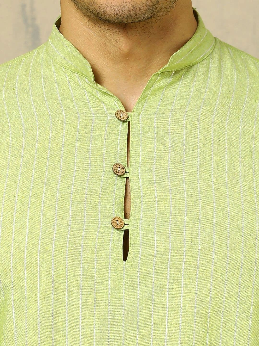 Anouk Woven Design Solid Cotton Handloom Mandarin Collar Short Kurta thumbnail 7