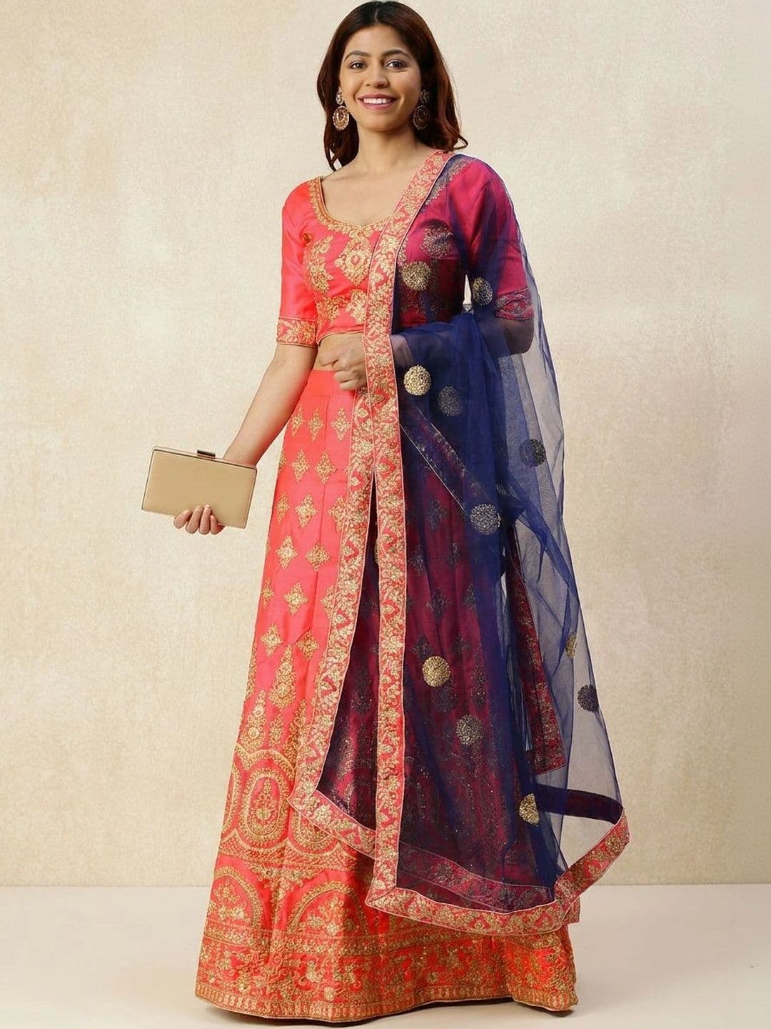 Mitera Embroidered Semi-Stitched Lehenga & Unstitched Blouse With Dupatta - view 1