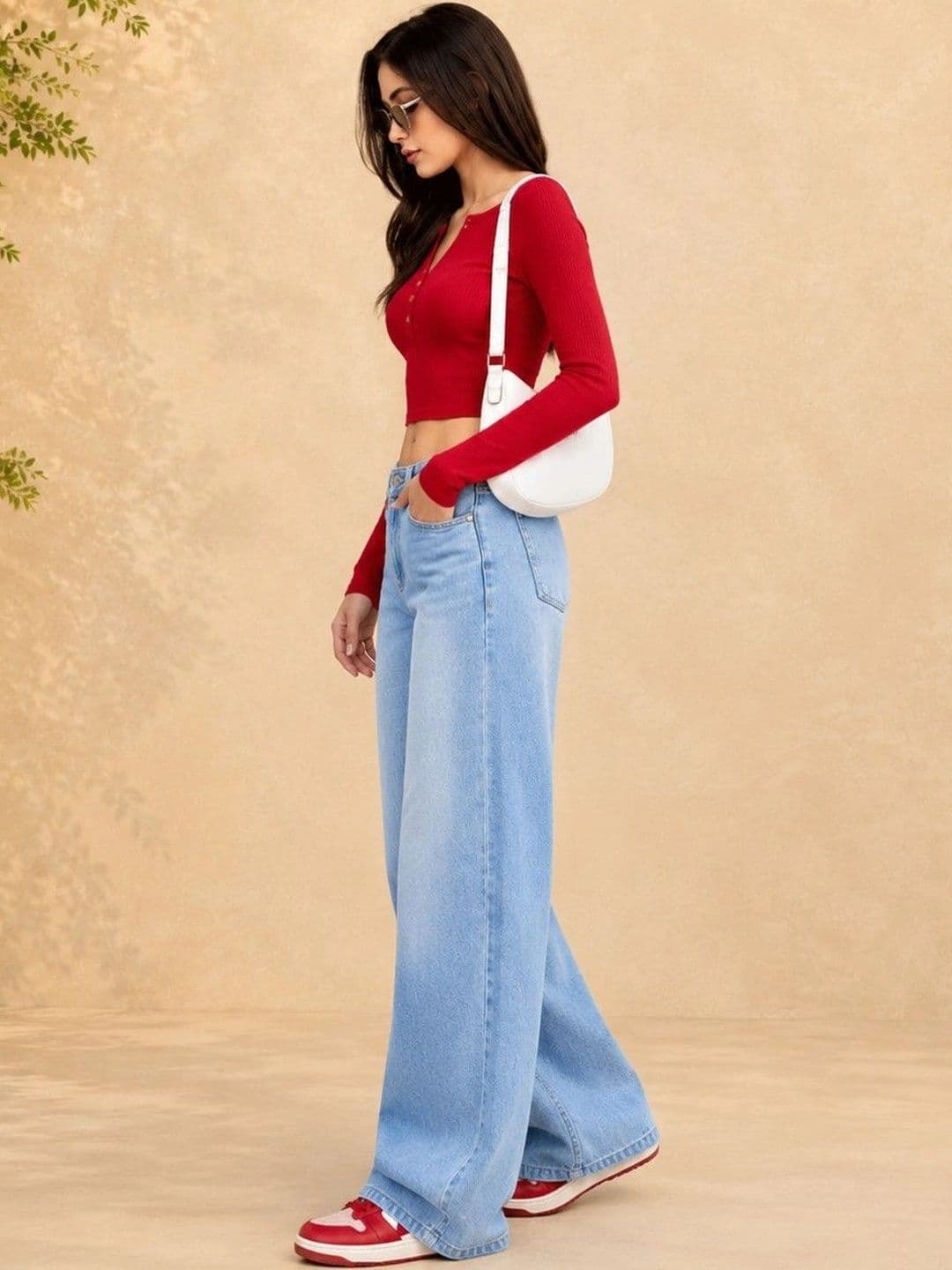 DressBerry Women Comfort Wide Leg High-Rise Light Fade Stretchable Jeans thumbnail 2