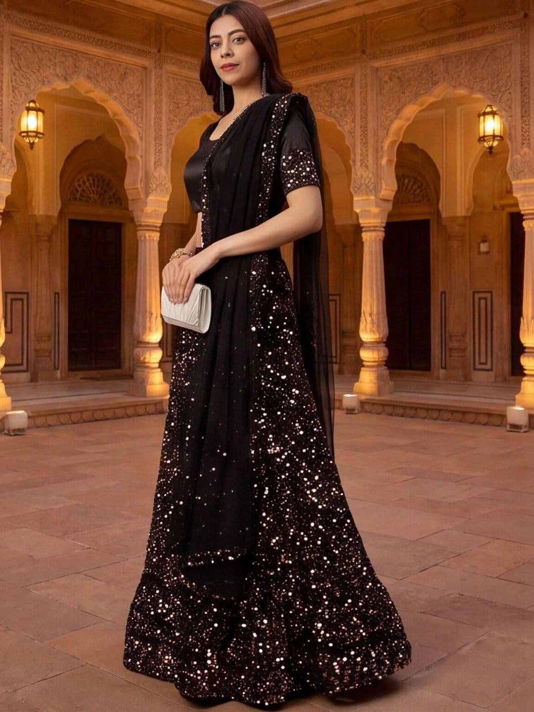 Anouk Rustic Embellished Sequinned Semi-Stitched Lehenga & Unstitched Blouse With Dupatta thumbnail 6