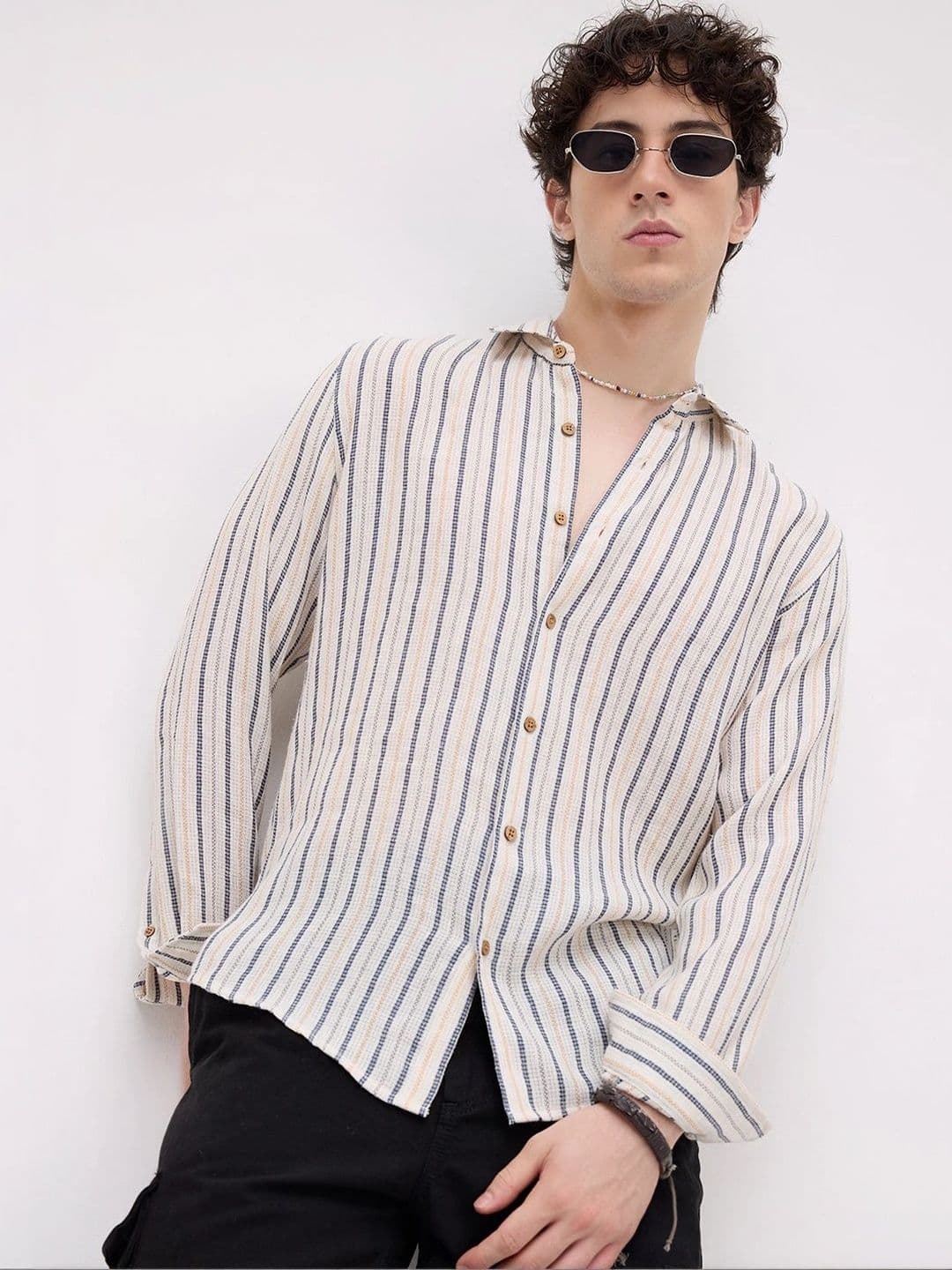 VASTRADO Men Classic Slim Fit Striped Casual Shirt thumbnail 6