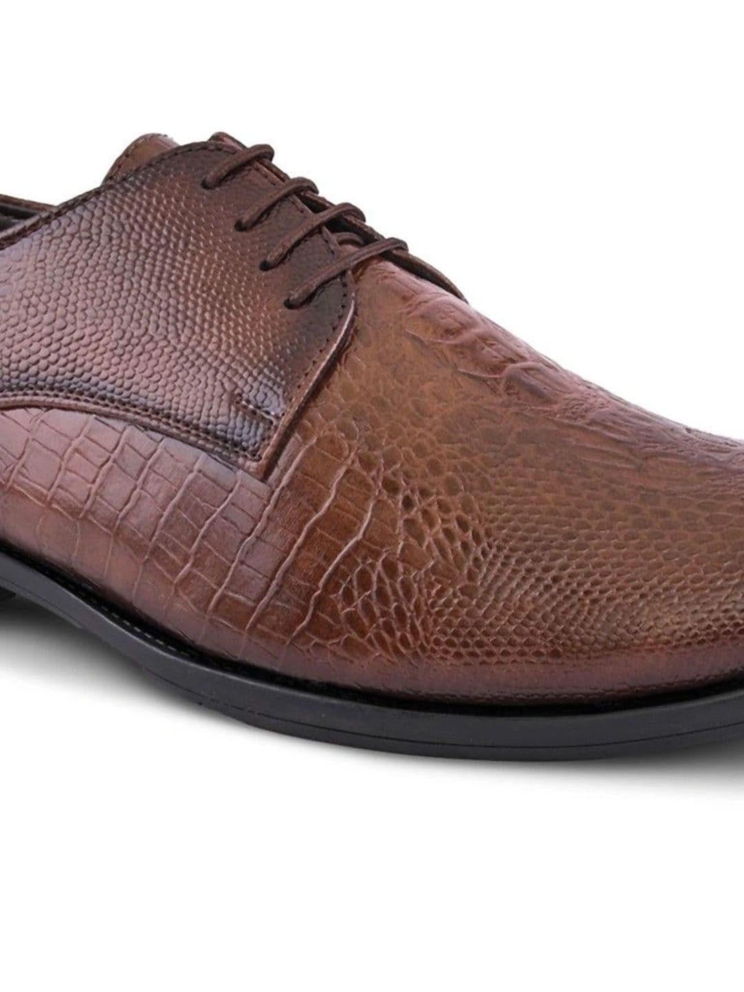 House of Pataudi Men Textured Synthetic Leather Pointed Toe Lace-Ups Derbys Formal Shoes thumbnail 3