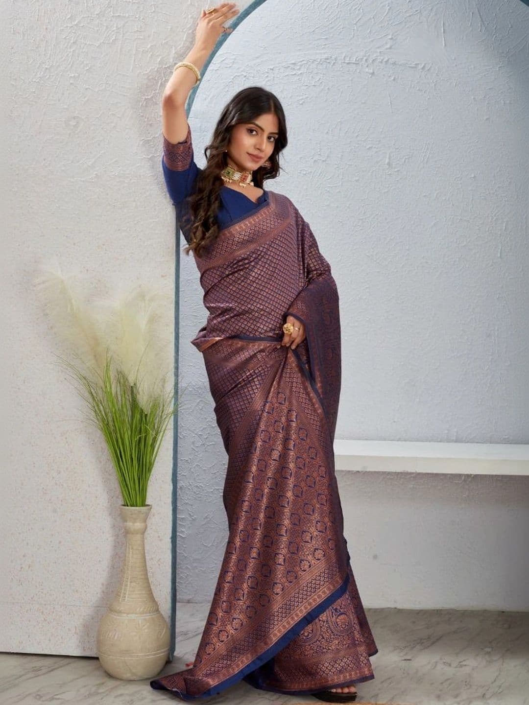 revika Woven Design Zari Art Silk Designer Kanjeevaram Saree thumbnail 4