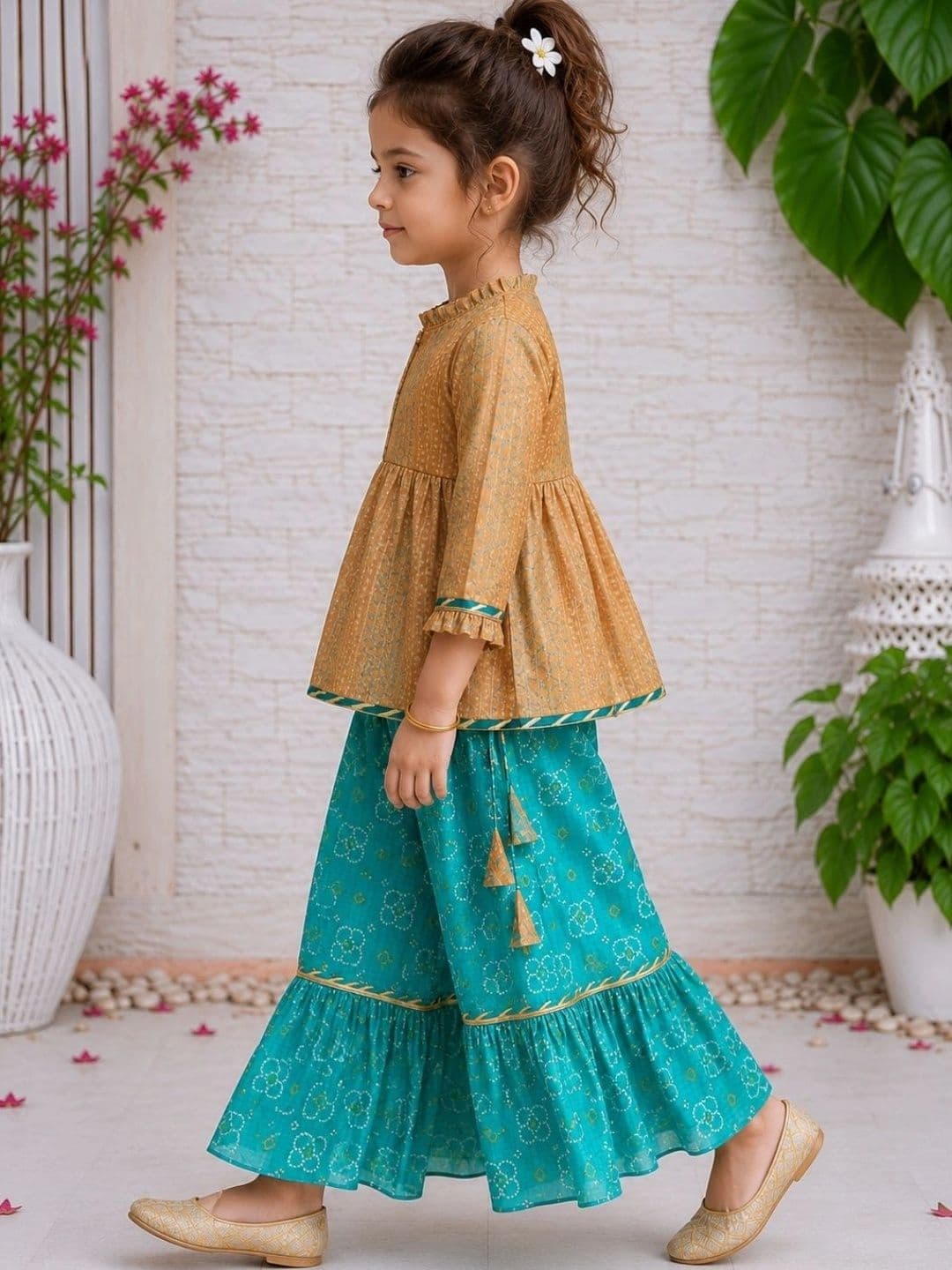 HERE&NOW Girls Printed Ready to Wear Lehenga thumbnail 7