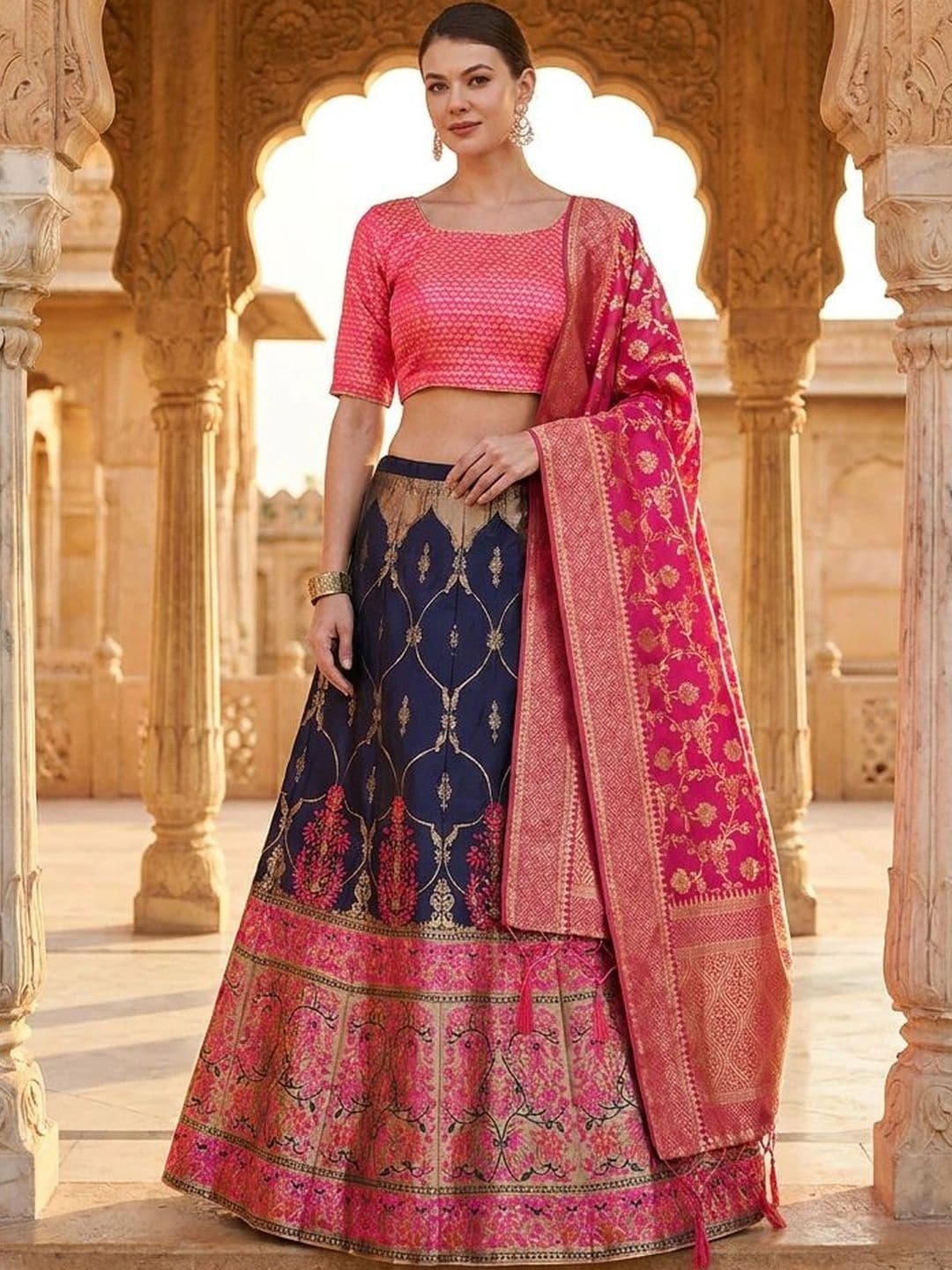 Mitera Semi-Stitched Lehenga & Unstitched Blouse With Dupatta - view 1