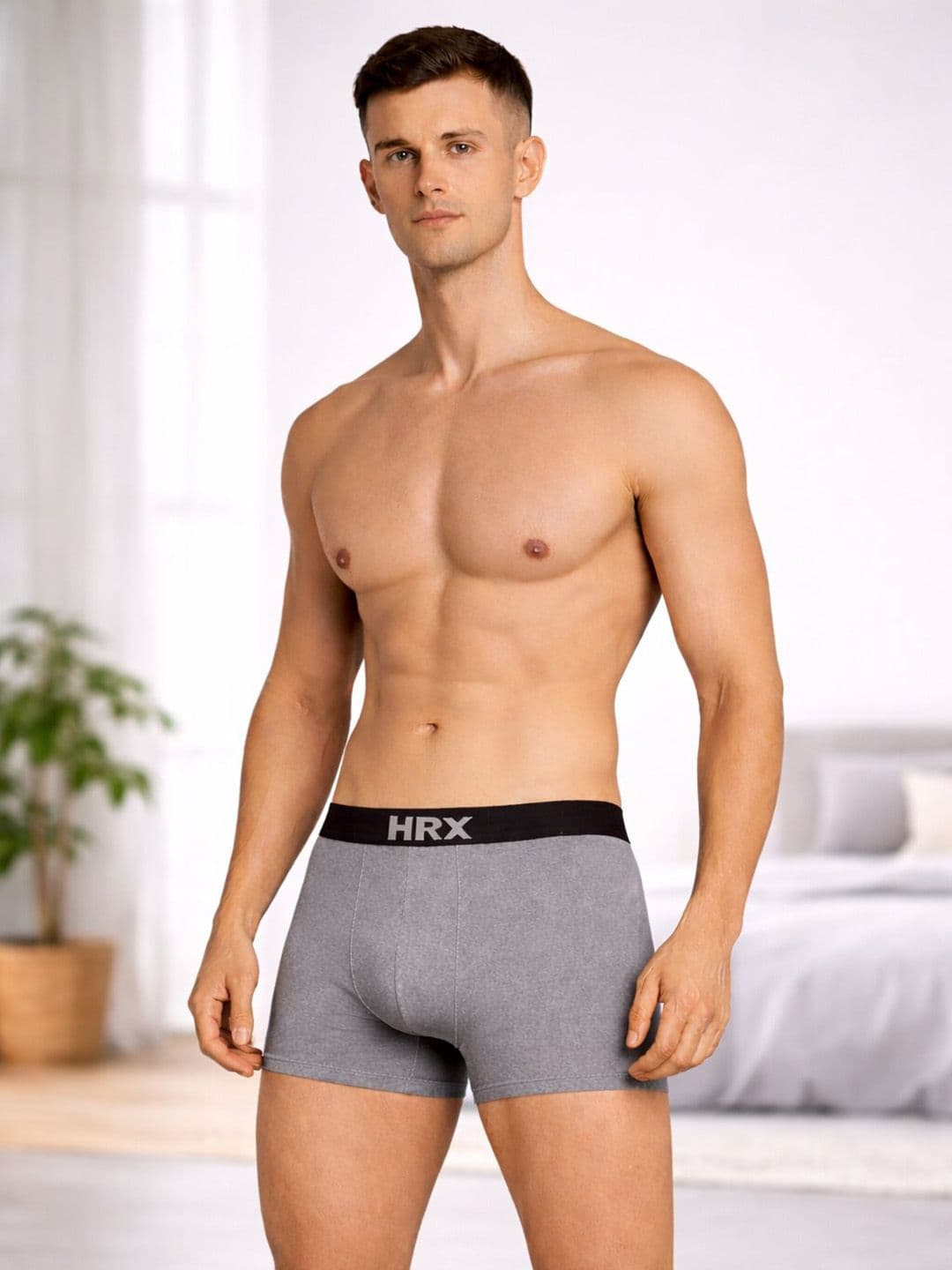 HRX by Hrithik Roshan Pack of 4 Cotton Blend Assorted Solid Trunks thumbnail 2