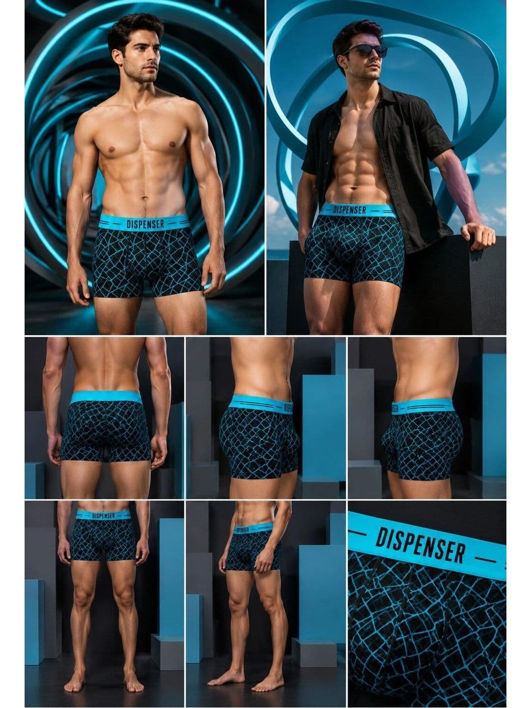 DISPENSER Pack of 4 Cotton Blend Assorted Printed Trunks thumbnail 6