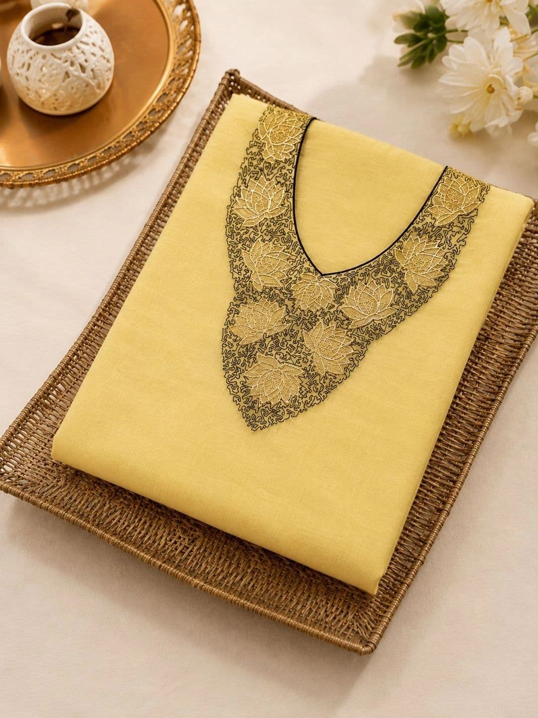 Krishna Tanna Embroidered Silk Crepe Unstitched Dress Material thumbnail 3