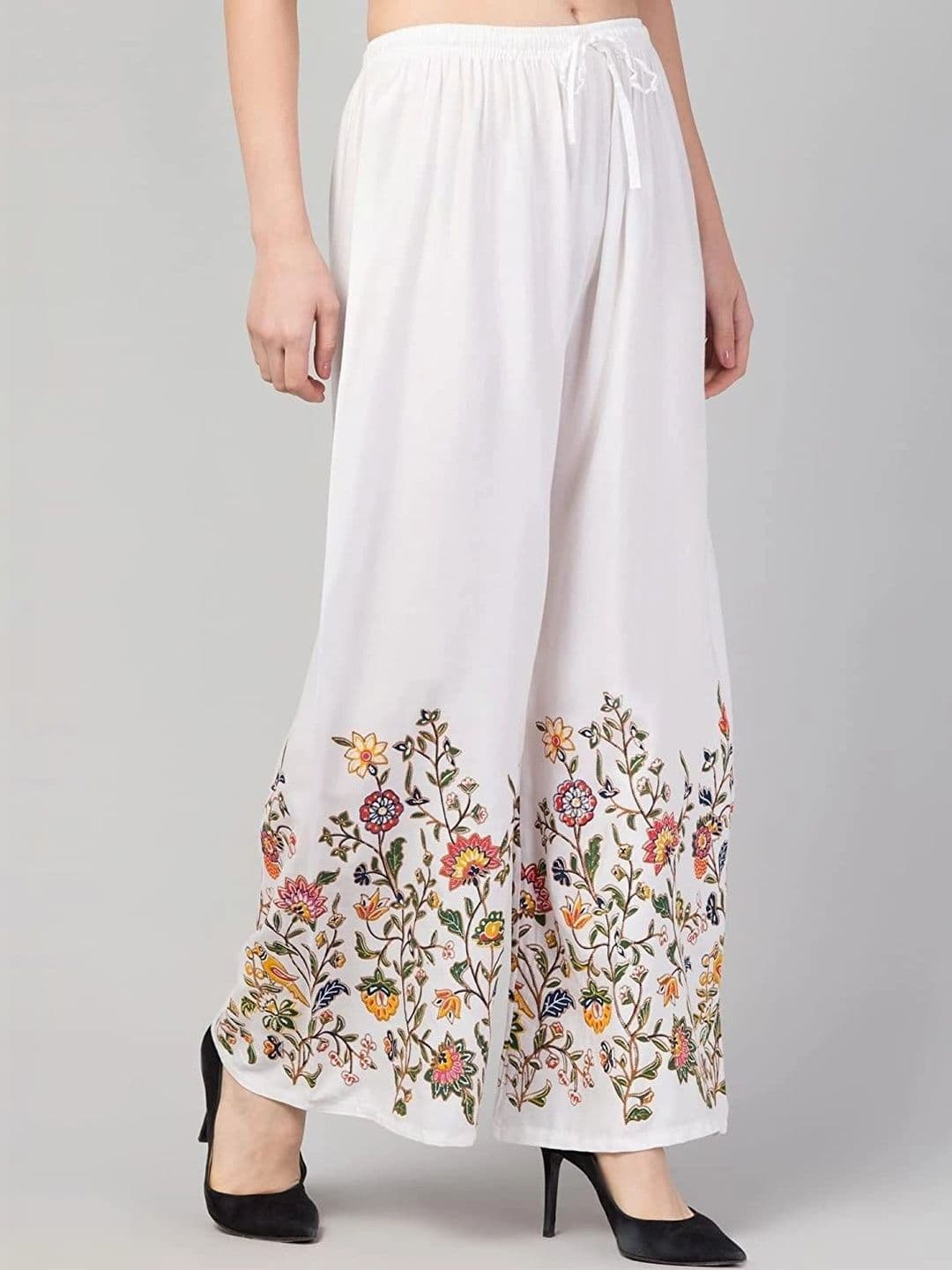 Meyara Women Floral Embroidered Knitted Ethnic Palazzos thumbnail 5