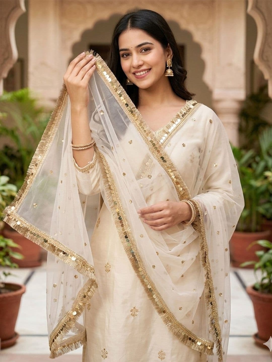 Navti Creations Embroidered Net Dupatta with Sequinned thumbnail 6
