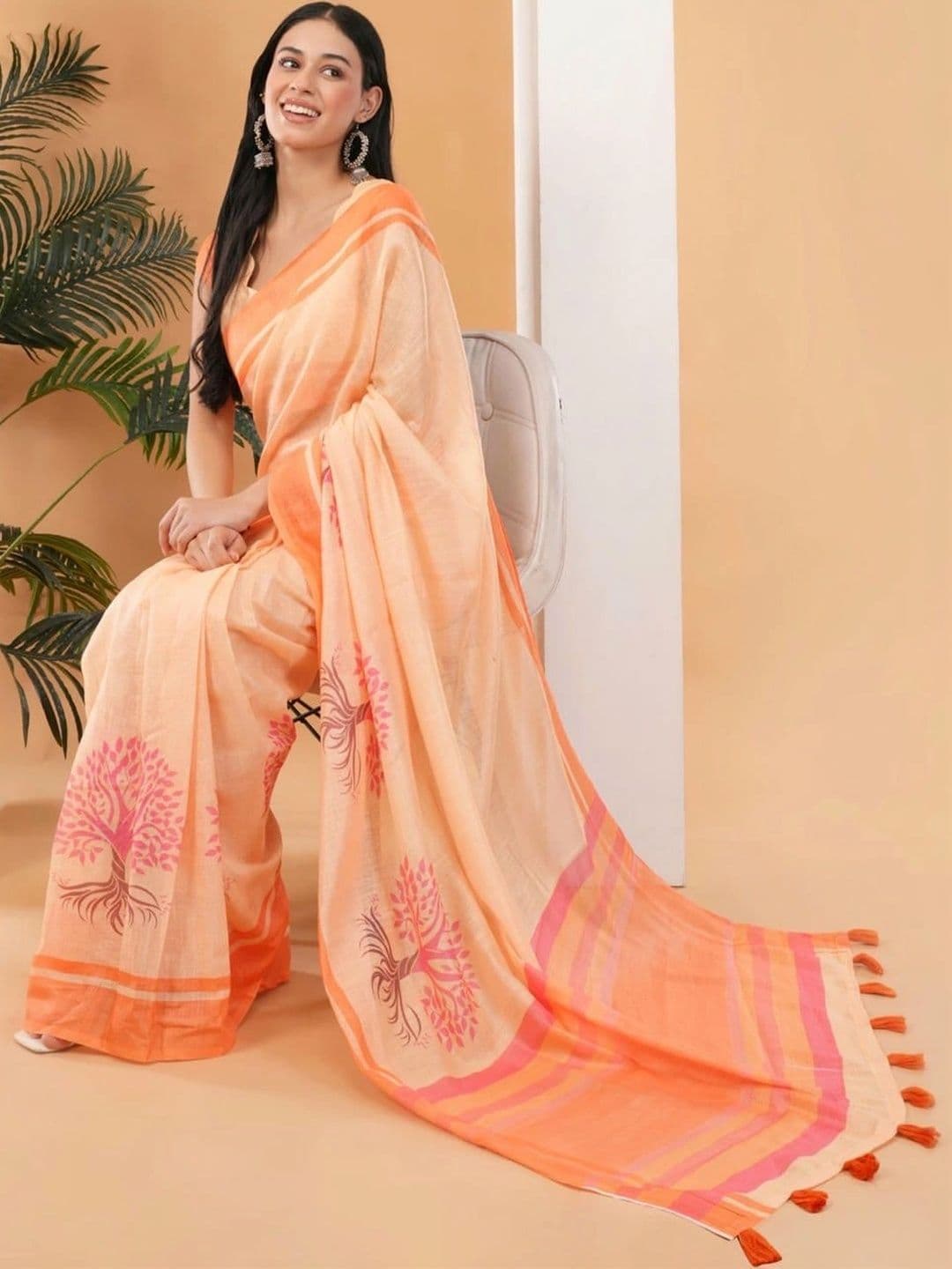 SAMANTHA Striped Linen Blend Saree thumbnail 2