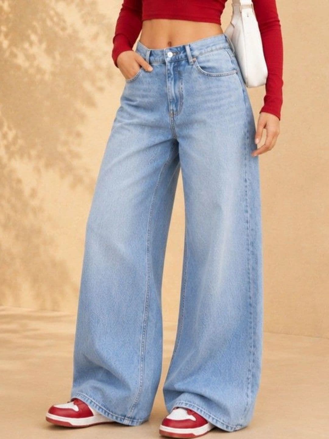 DressBerry Women Comfort Wide Leg High-Rise Light Fade Stretchable Jeans - view 1