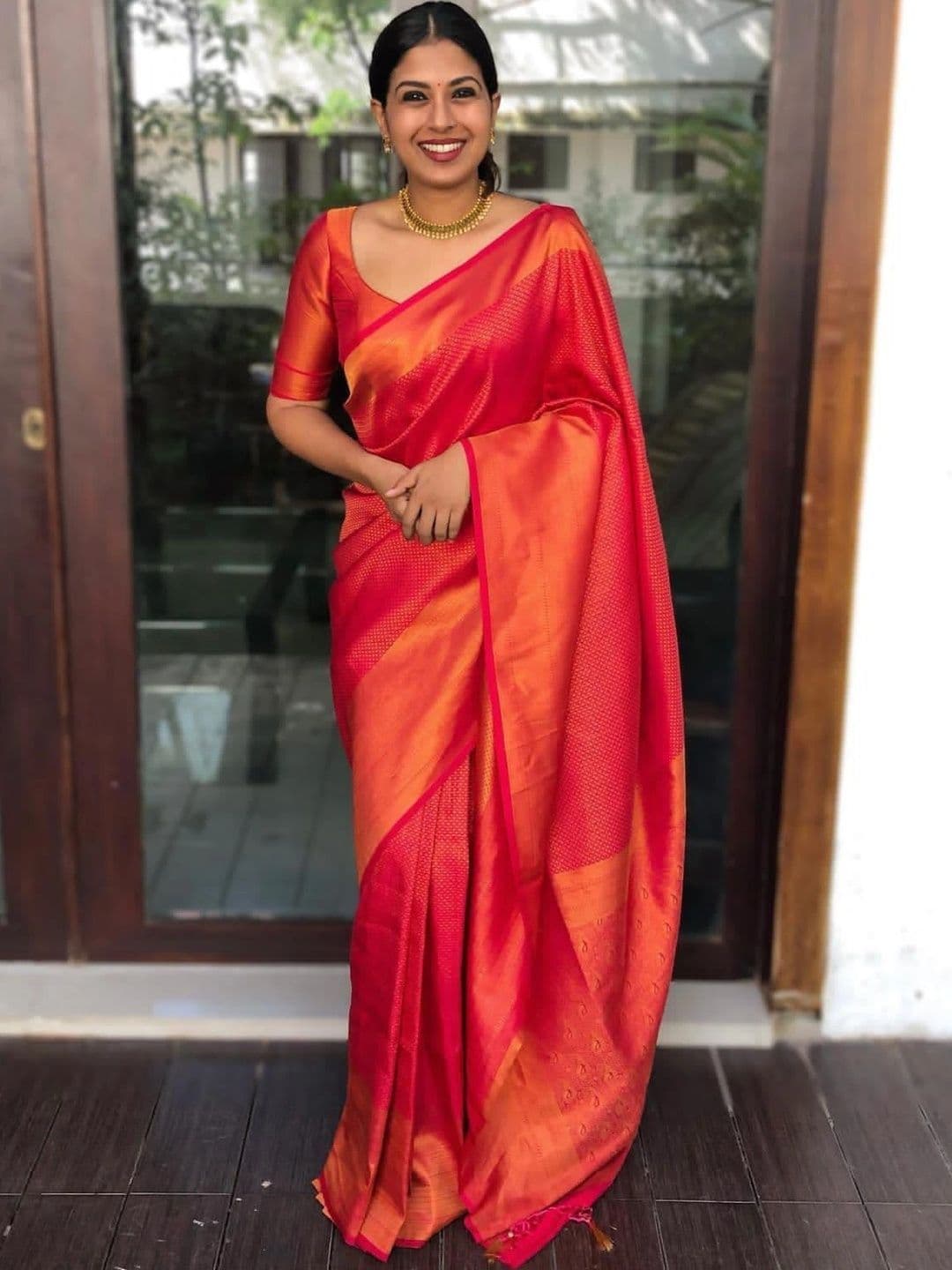 revika Woven Design Zari Art Silk Designer Kanjeevaram Saree thumbnail 4