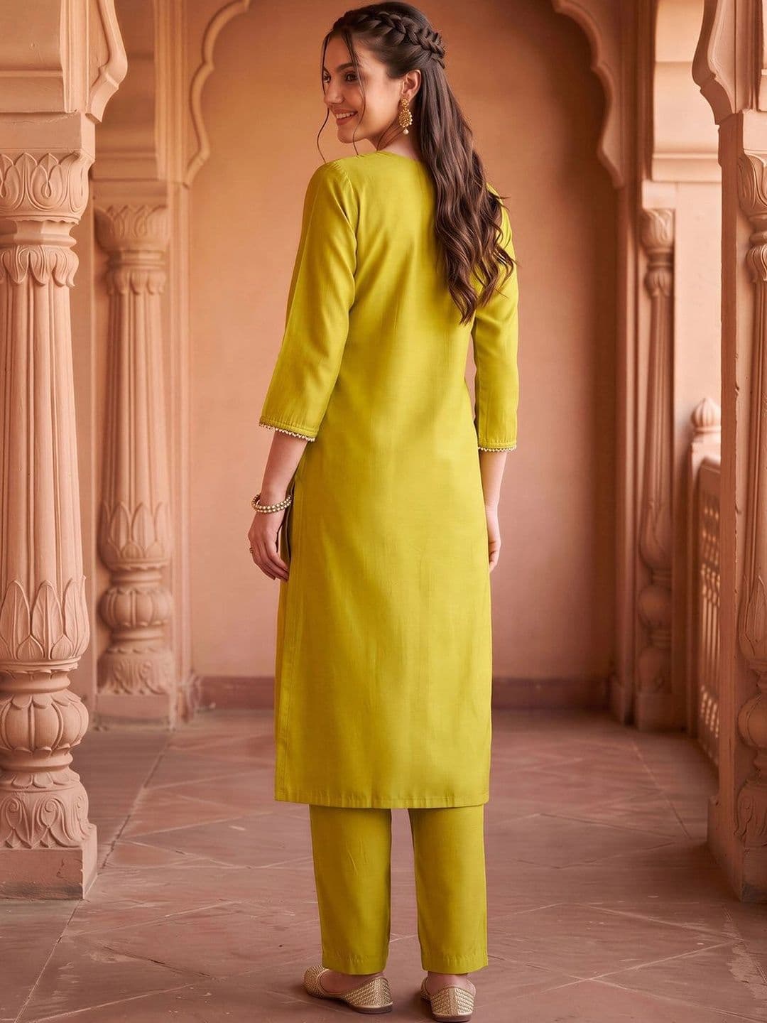 Indo Era Women Ethnic Motifs Embroidered Regular Thread Work Kurta with Trousers & With Dupatta thumbnail 5