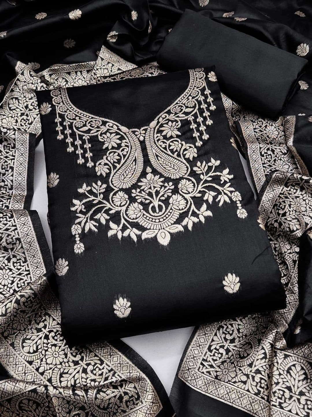 Milvia Art Silk Unstitched Dress Material - view 1