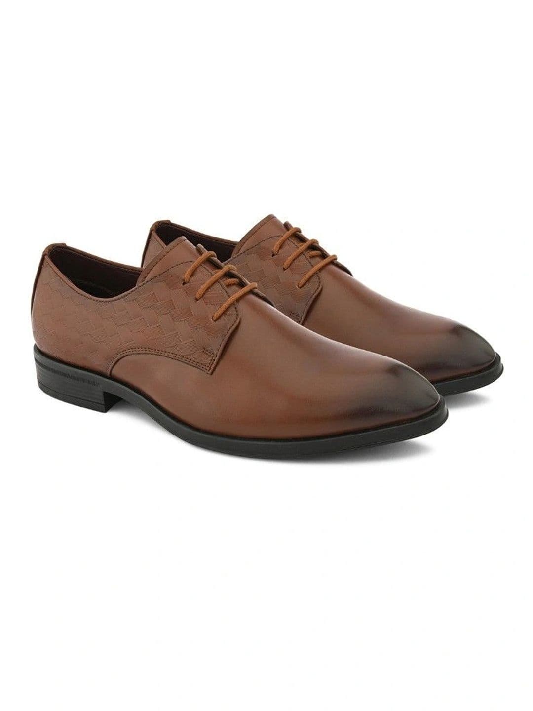 House of Pataudi Men Textured Synthetic Leather Pointed Toe Lace-Ups Derbys Formal Shoes thumbnail 4