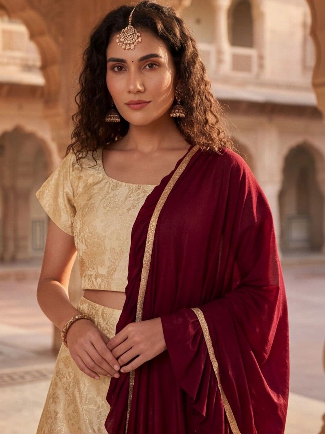 Mitera Semi-Stitched Lehenga & Unstitched Blouse With Dupatta thumbnail 6