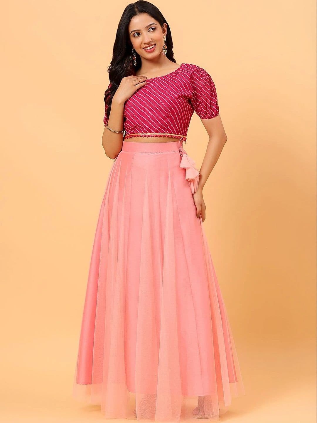 Frolic Rolic Net Skirt & Printed Silk Blouse Set - view 1