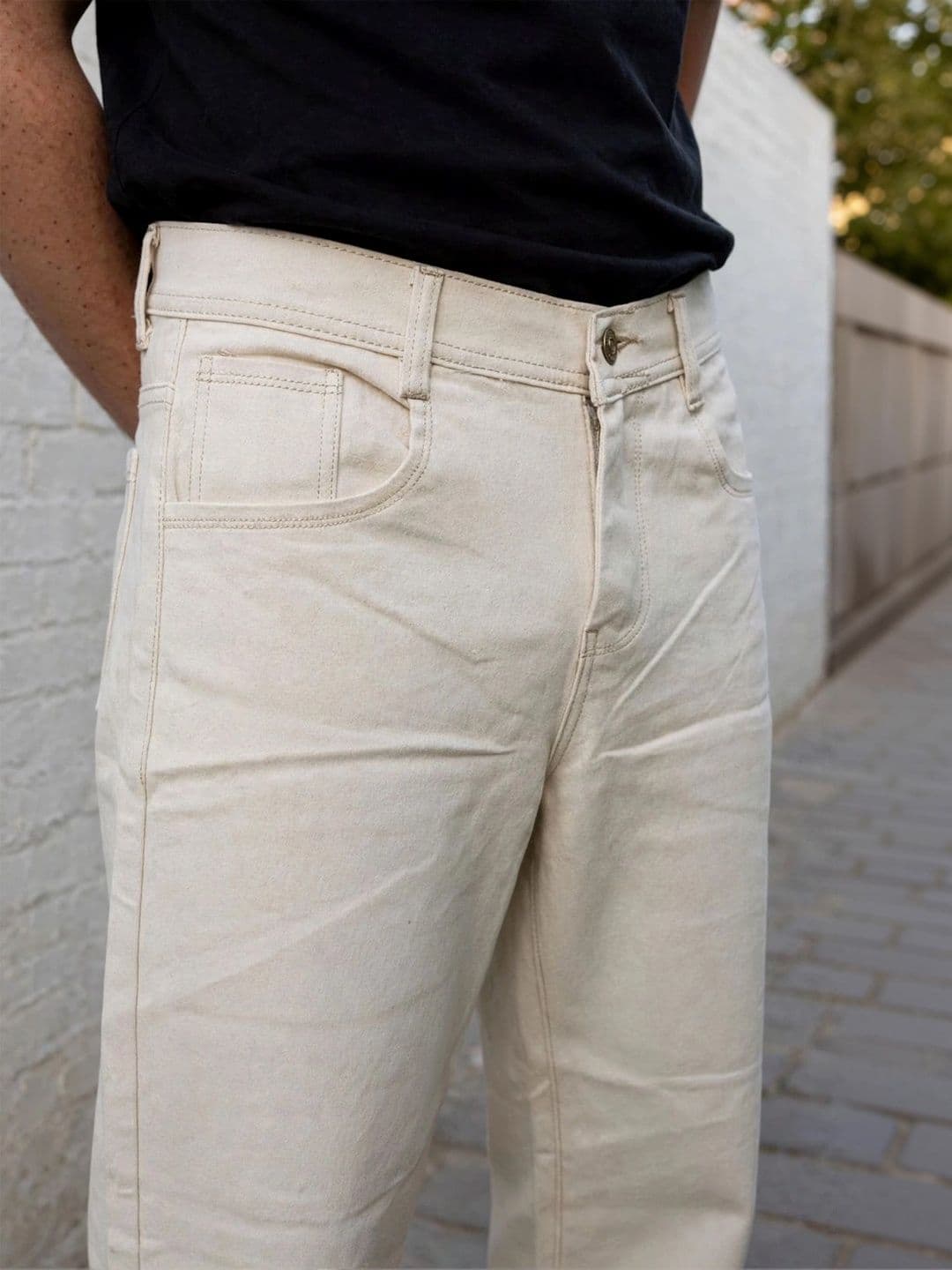 HERE&NOW Men's Off-White Wide-Leg Jeans thumbnail 2