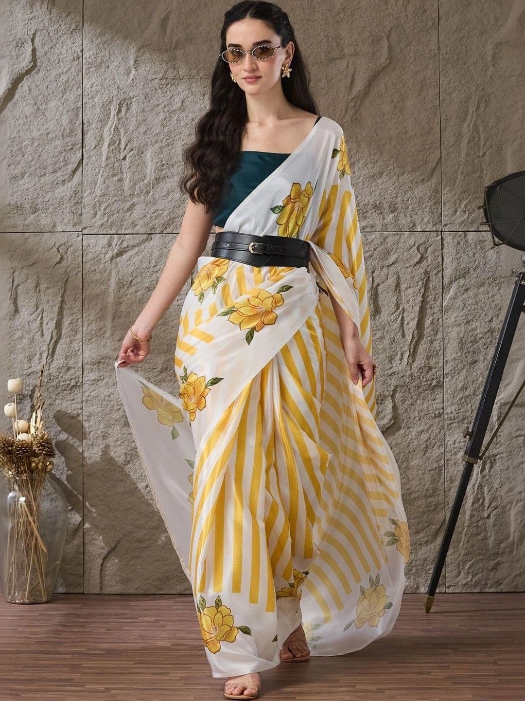 Mitera Floral Silk Blend Saree - view 1