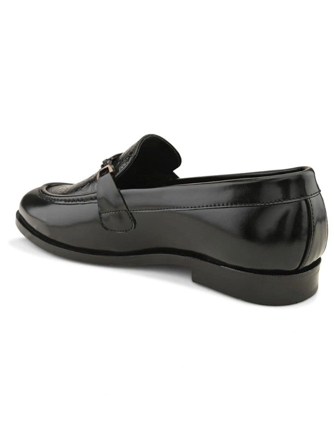 House of Pataudi Men Textured Black Bit Loafers thumbnail 4