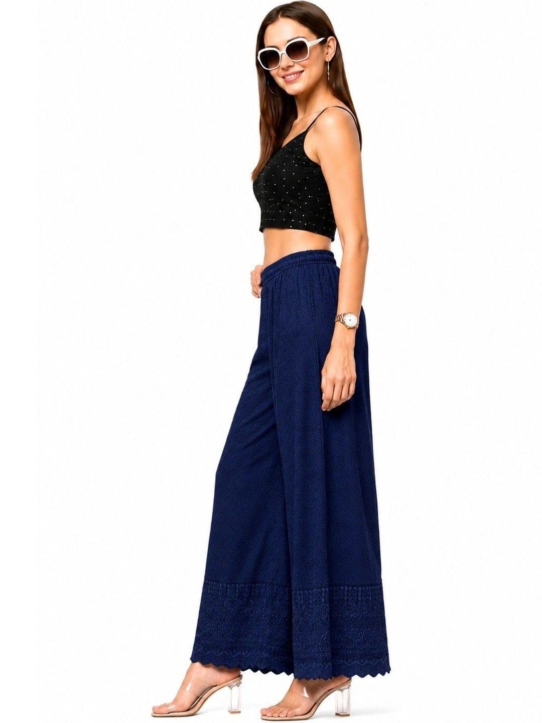 Threadbloom Women Embroidered Knitted Ethnic Palazzos thumbnail 4