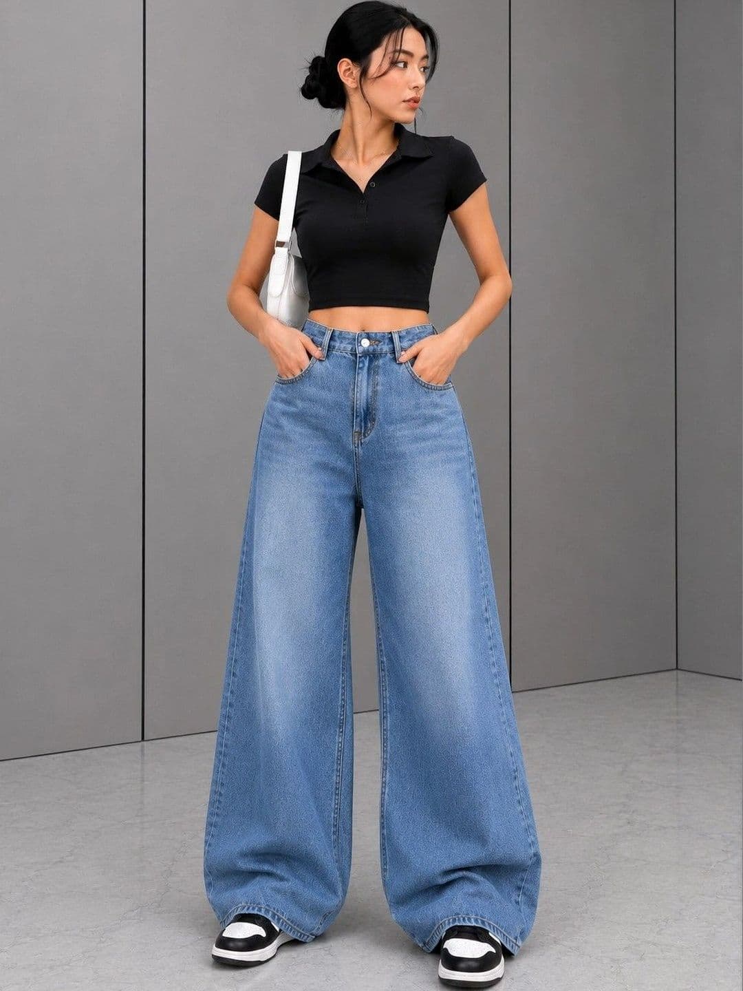 DressBerry Women Comfort Wide Leg High-Rise Light Fade Stretchable Jeans - view 1