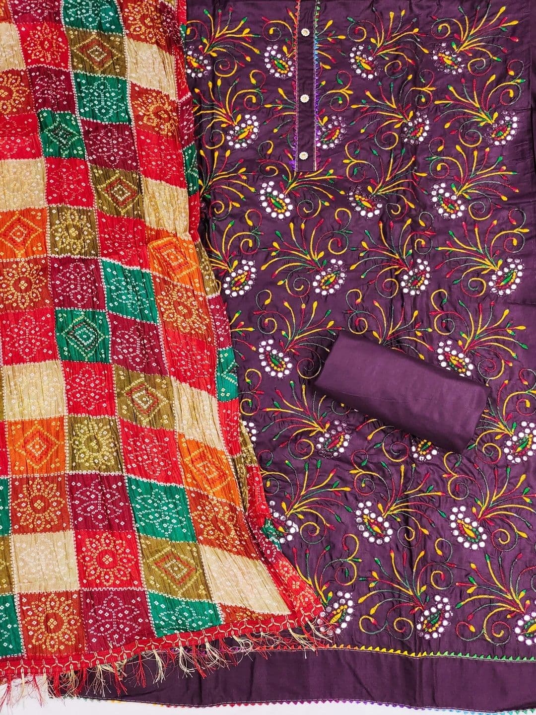 Dhaaga Ghar Embroidered Unstitched Dress Material thumbnail 3
