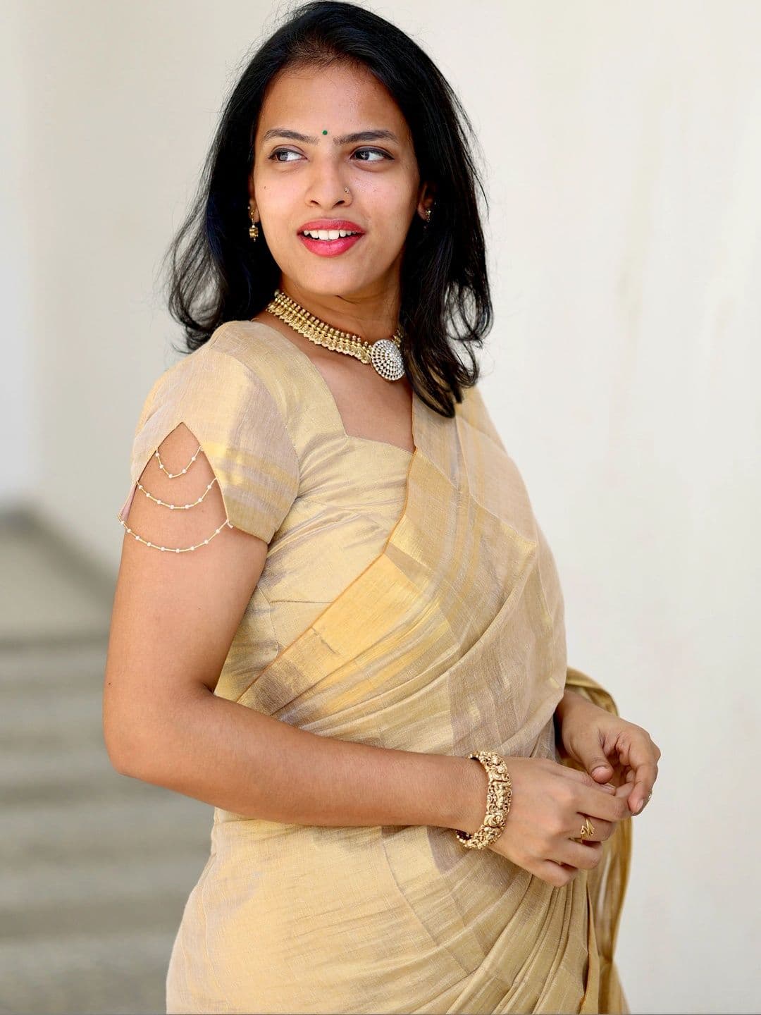 Mitera Striped Pure Cotton Kasavu Saree thumbnail 3