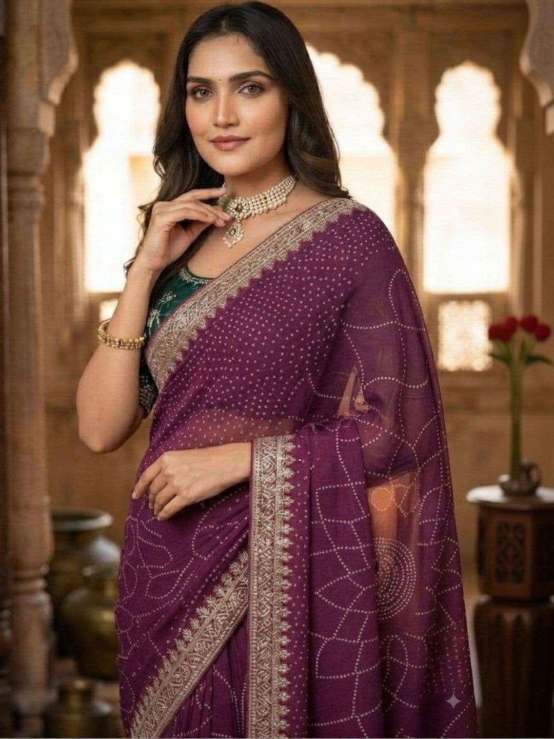 SmileyFashion Embellished Embroidered Art Silk Designer Saree thumbnail 2