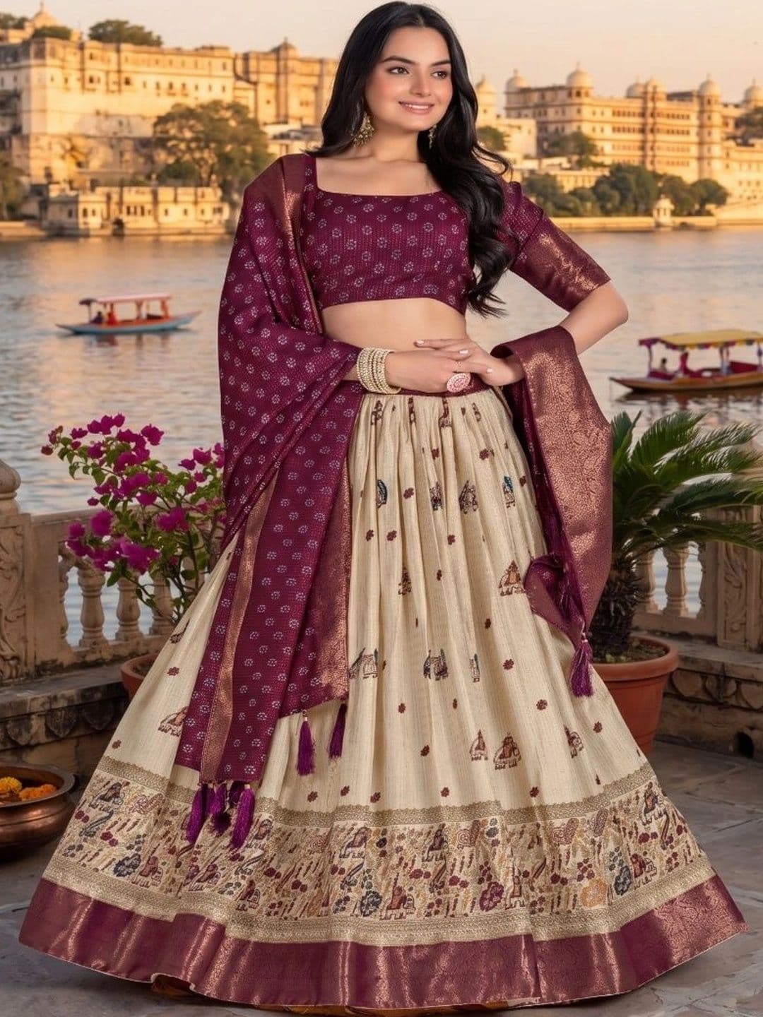 Anouk Printed Semi-Stitched Lehenga & Unstitched Blouse With Dupatta thumbnail 6