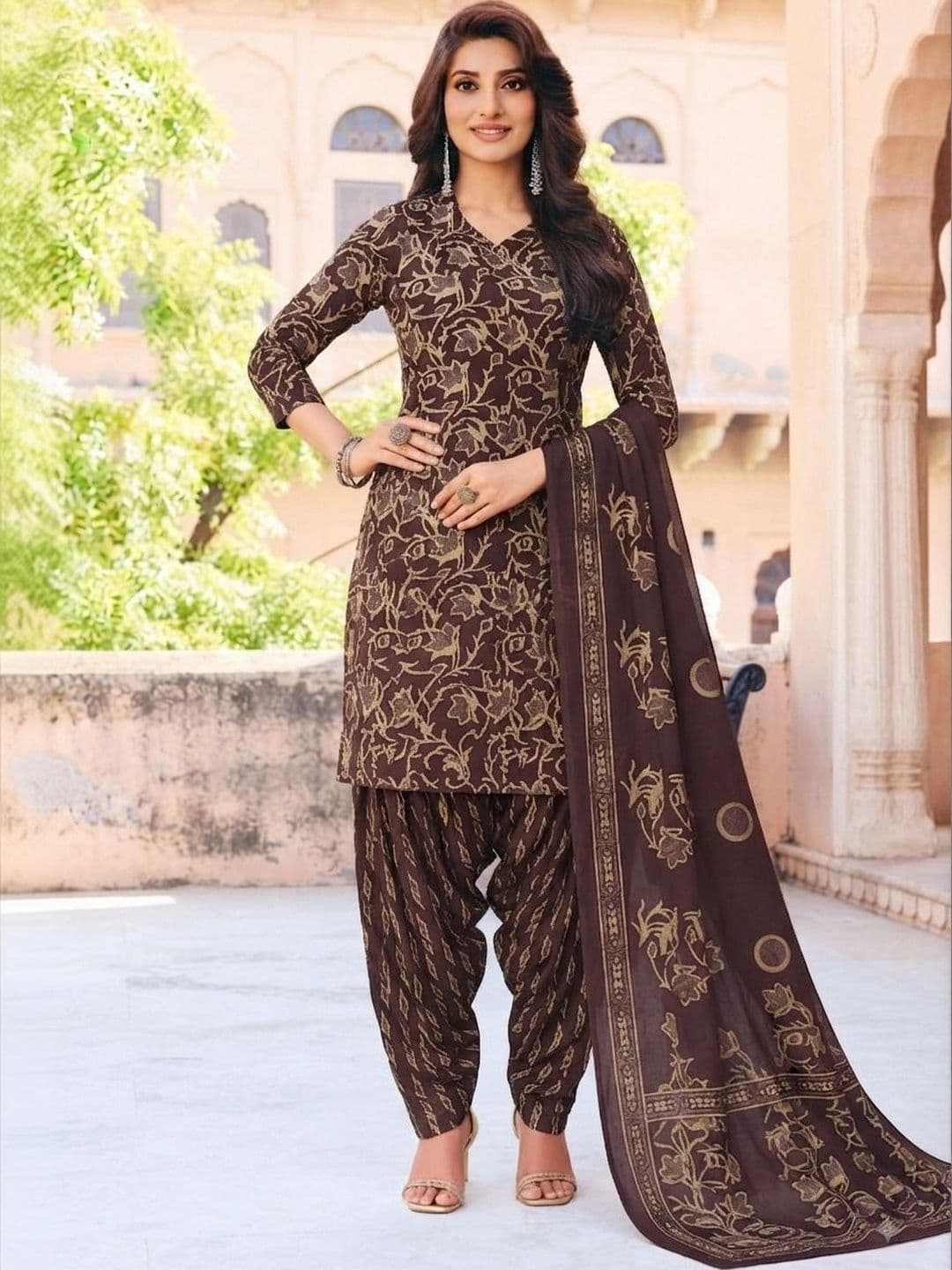shree jeenmata collection Printed Pure Cotton Unstitched Dress Material thumbnail 2