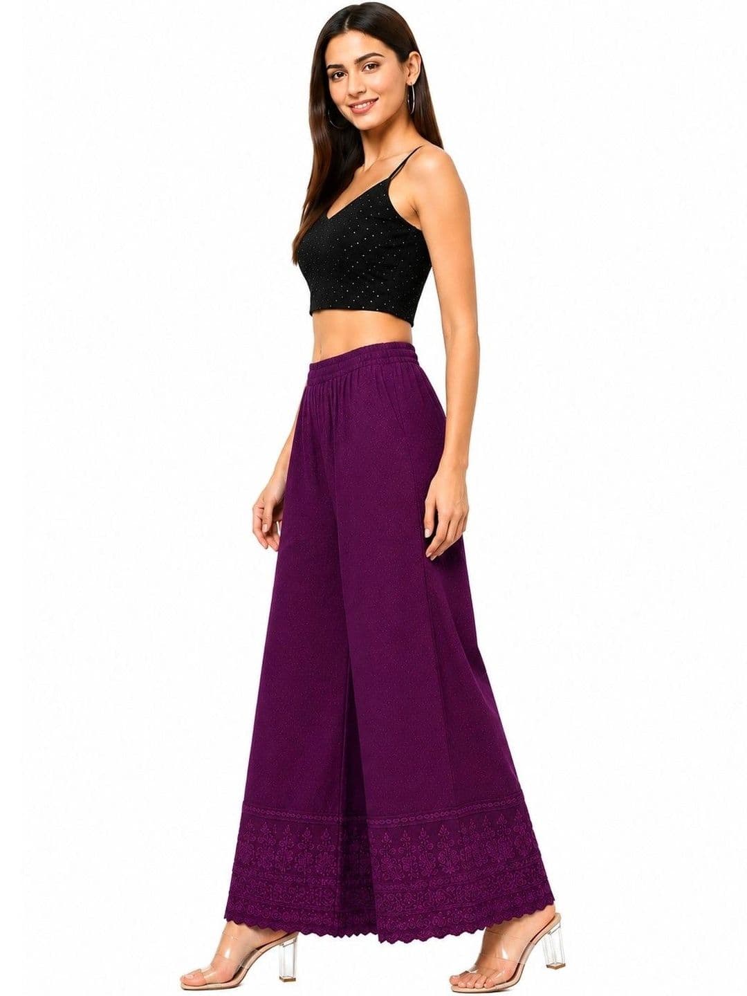 Threadbloom Women Embroidered Knitted Ethnic Palazzos thumbnail 2