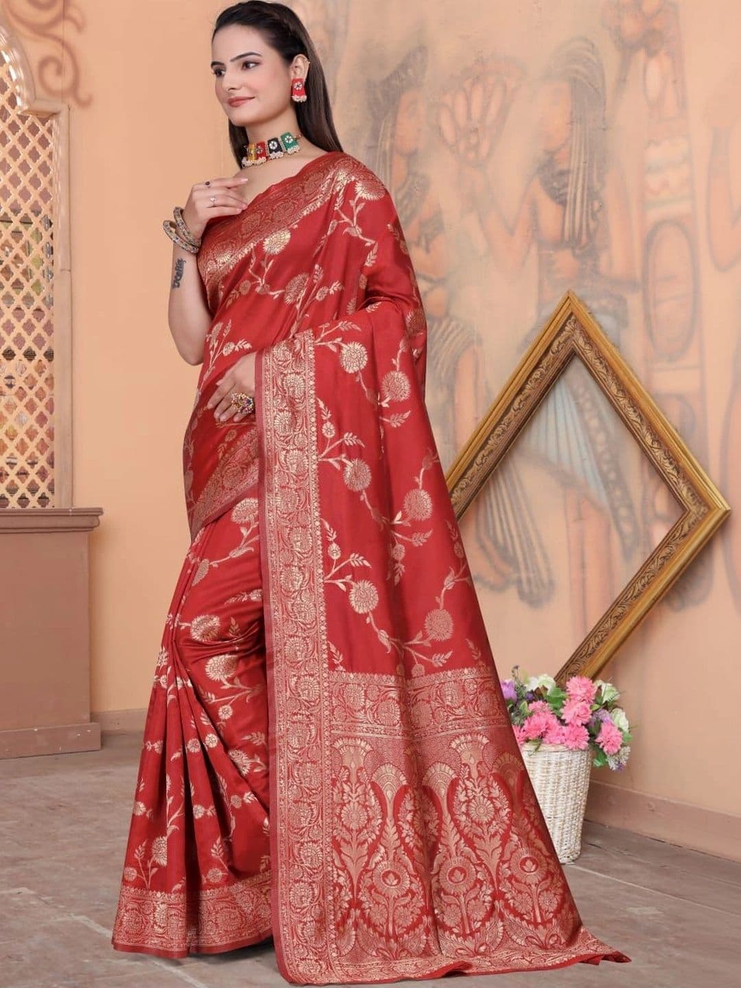 revika Woven Design Zari Art Silk Designer Kanjeevaram Saree thumbnail 7