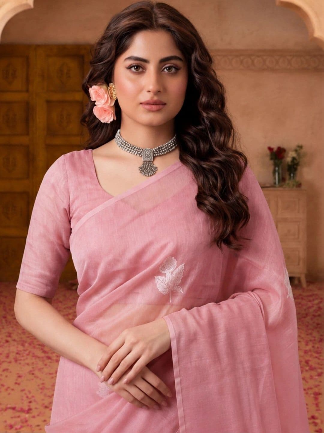 Jaipur Kurti Woven Design Zari Silk Cotton Fusion Banarasi Saree thumbnail 4