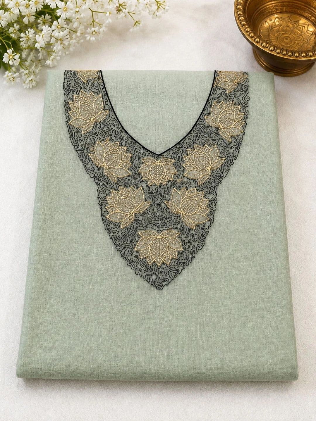 Krishna Tanna Embroidered Silk Crepe Unstitched Dress Material thumbnail 5